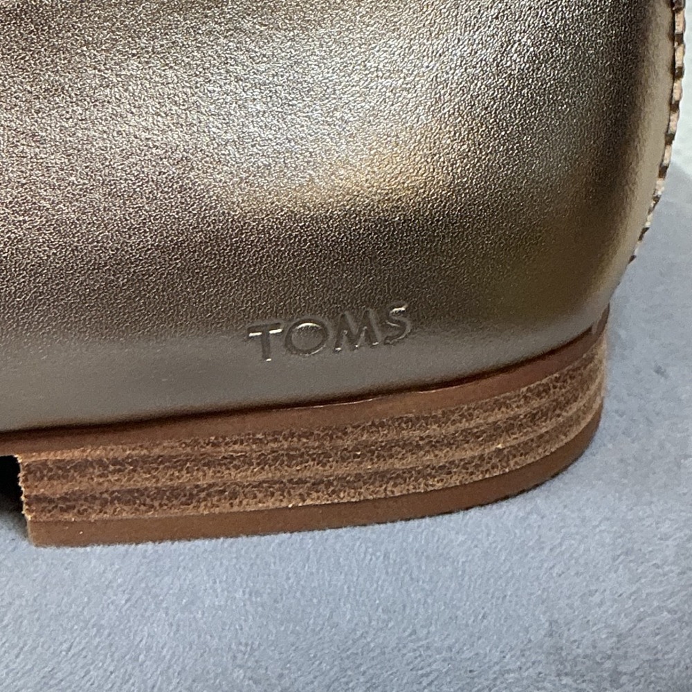 TOMS Bianca Mary Jane Ballet Flats Womens‎ Gold Casual Size 11 Leather Metallic - Picture 11 of 13